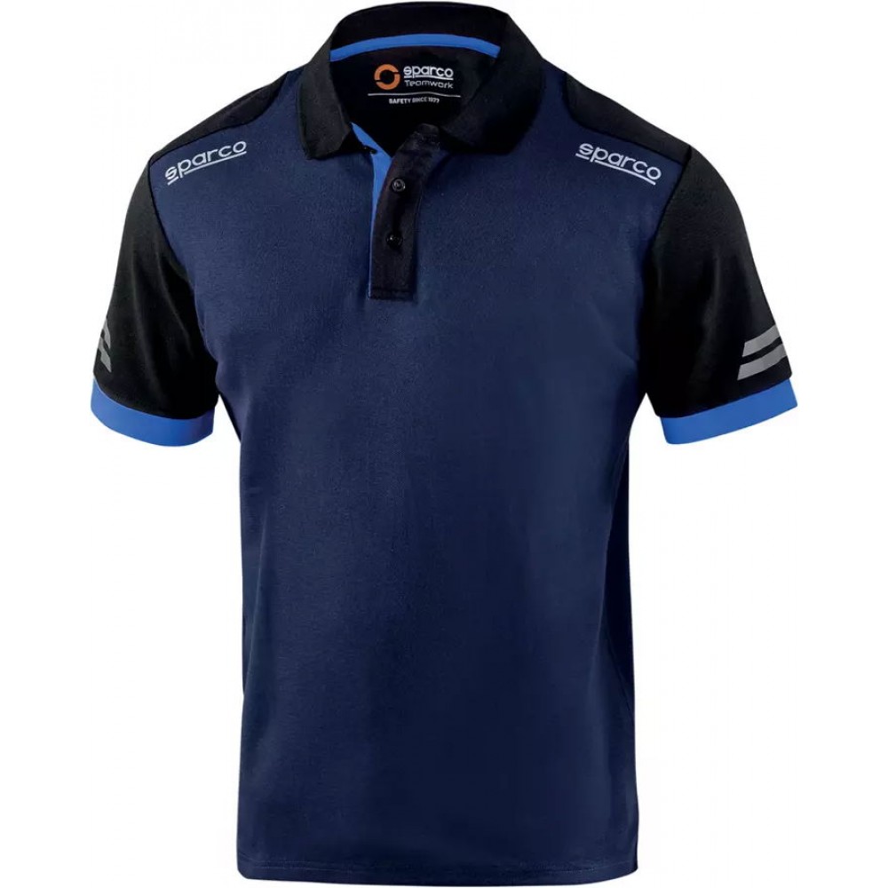 Sparco T-Shirt POLO TECH TOLEDO BM/AZ TG L